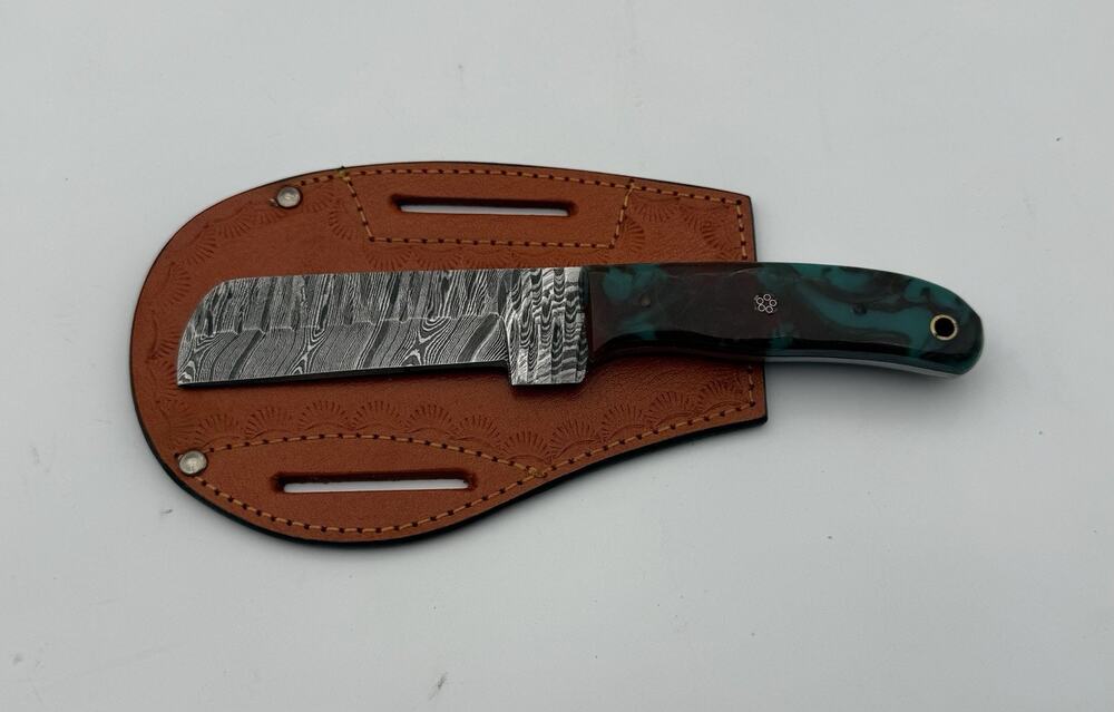 Handmade Damascus Steel Fixed Blade Knife w/ Leather Sheath – Pakistan Made NEW